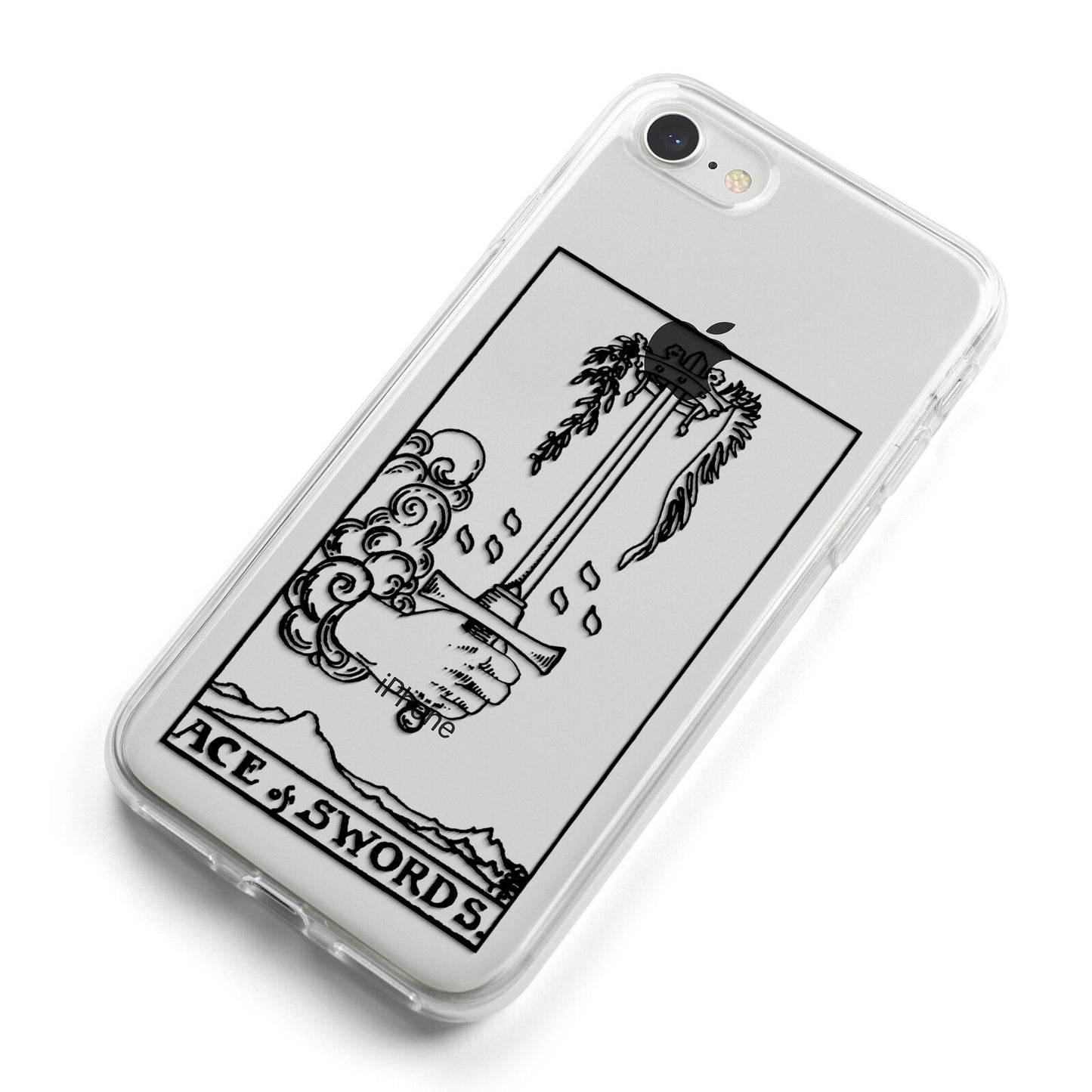 Ace of Swords Monochrome iPhone 8 Bumper Case on Silver iPhone Alternative Image