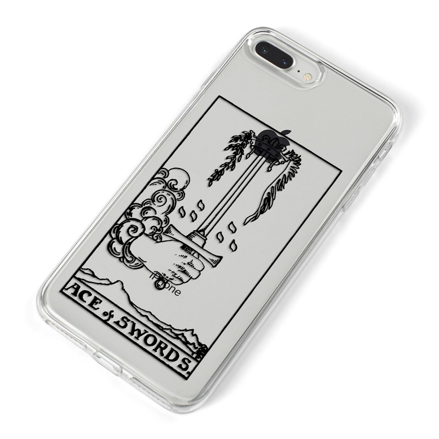Ace of Swords Monochrome iPhone 8 Plus Bumper Case on Silver iPhone Alternative Image
