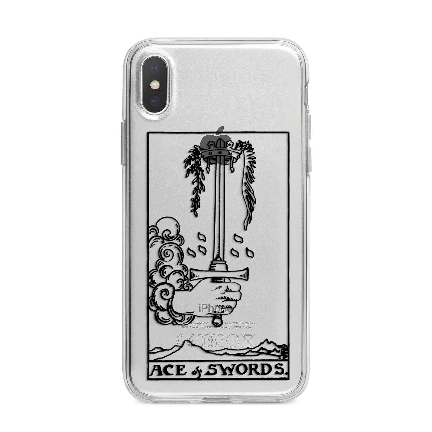 Ace of Swords Monochrome iPhone X Bumper Case on Silver iPhone Alternative Image 1