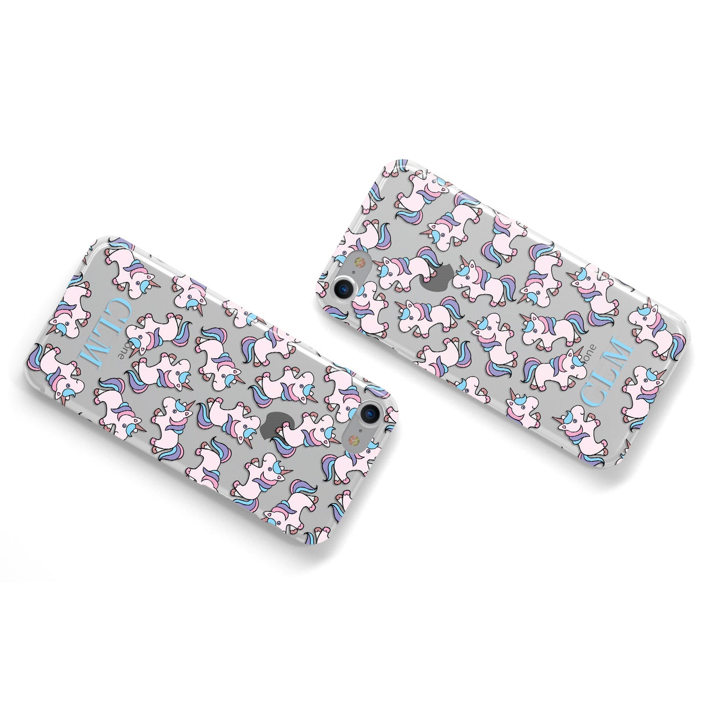 Baby Unicorn Personalised Initials Apple iPhone Case Flat Overview