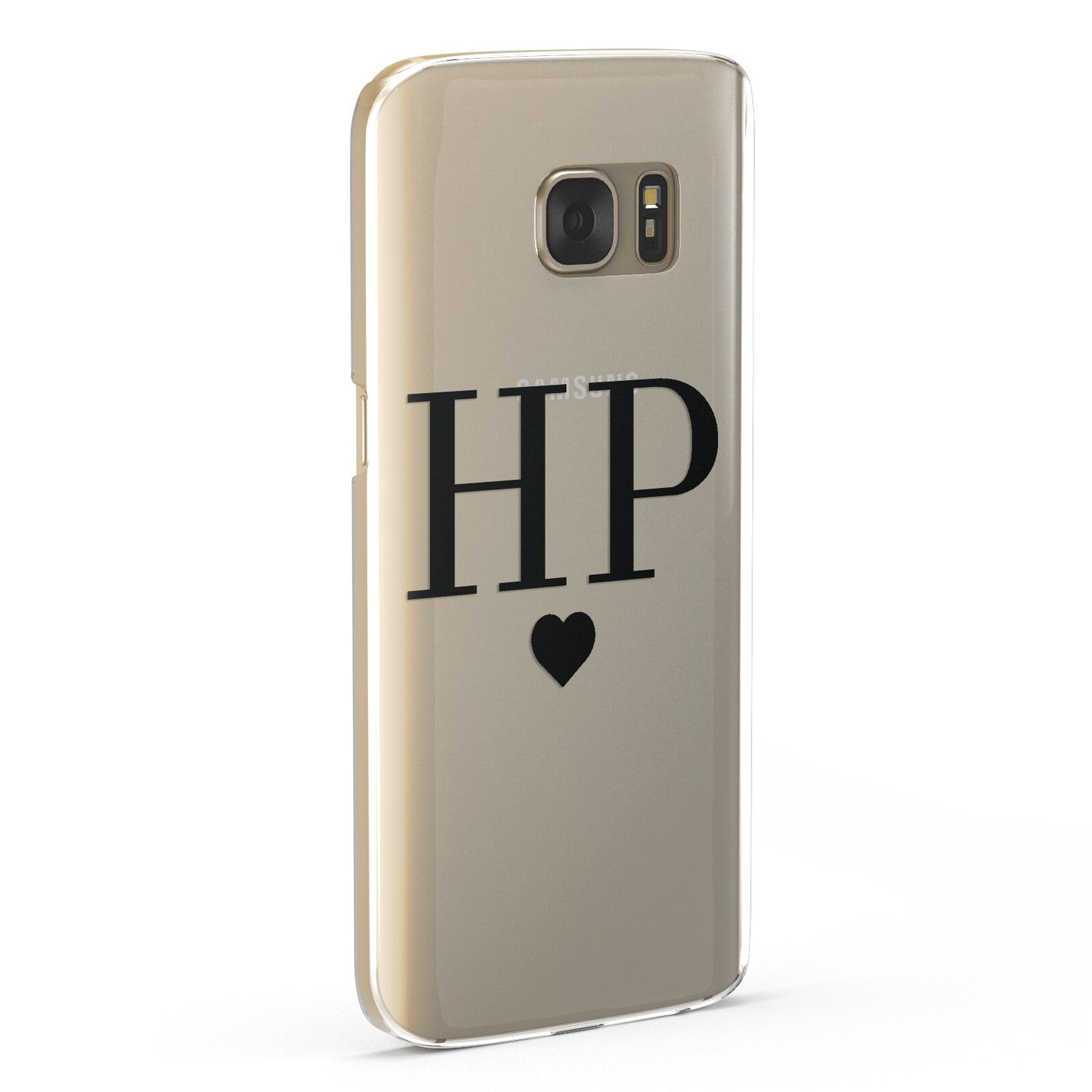 Personalised Black Initials & Heart Clear Samsung Galaxy Case Fourty Five Degrees