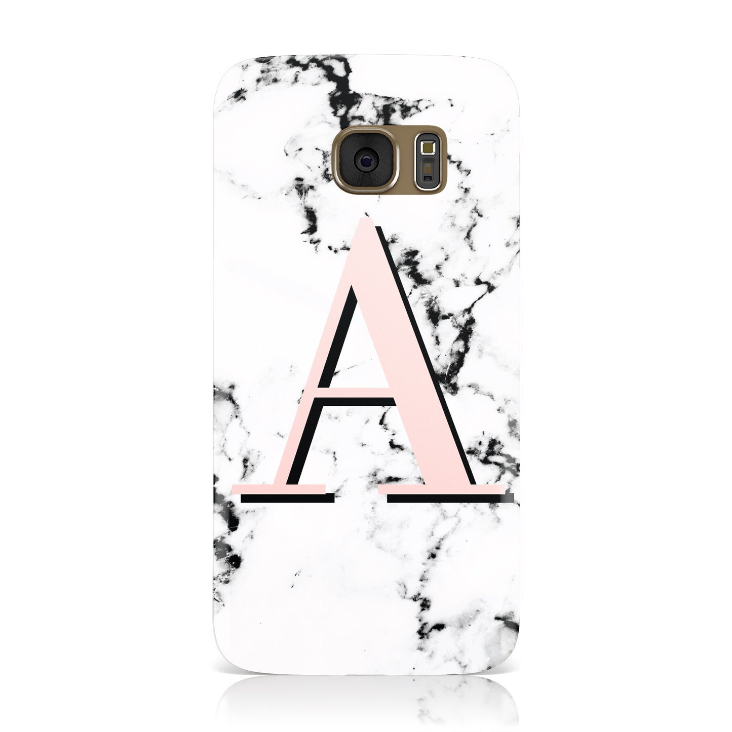 Personalised Block Coral Monogram Marble Samsung Galaxy Case