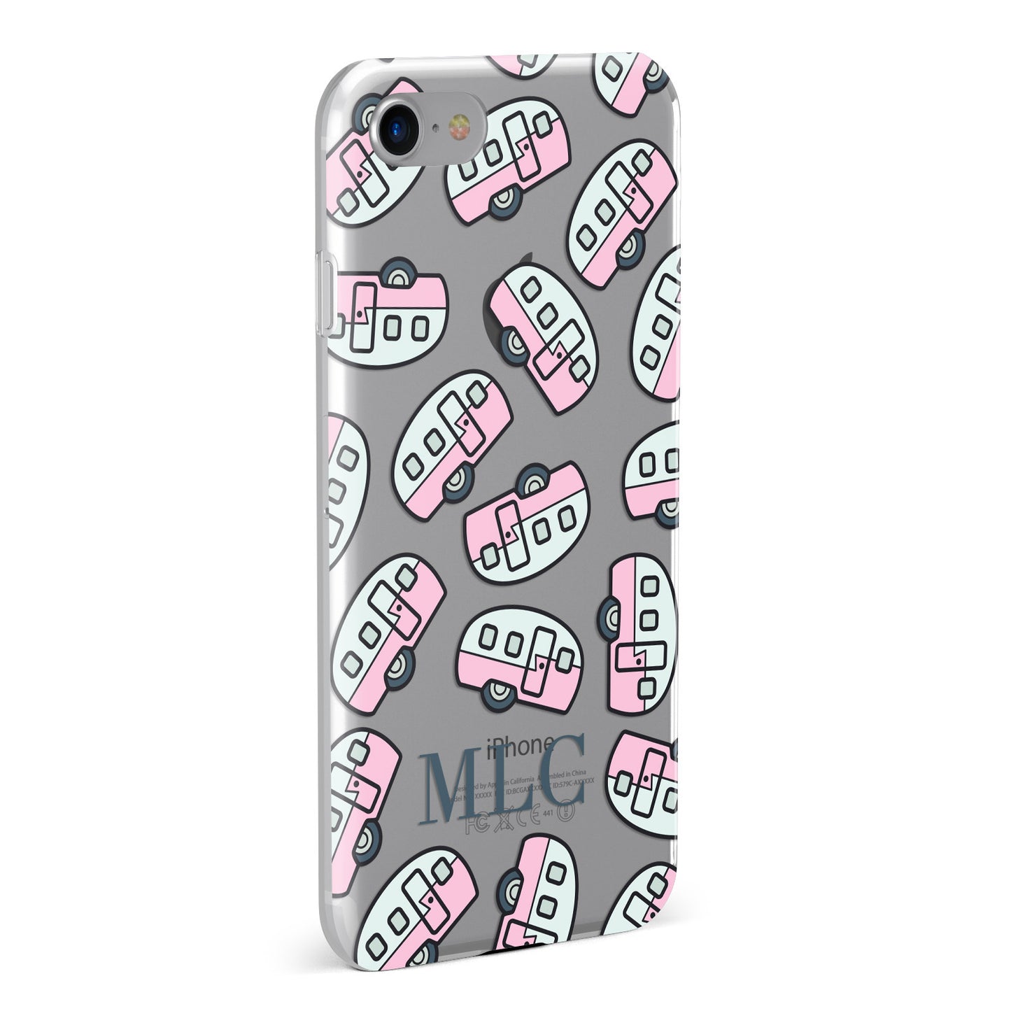Personalised Caravan Transparent Initials Apple iPhone Case Fourty Five Degrees
