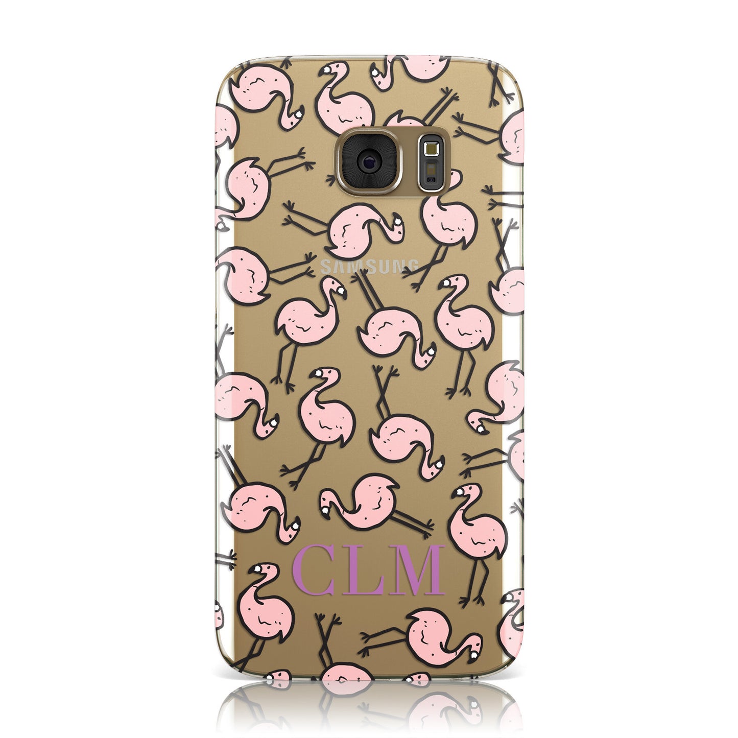 Personalised Flamingo Initials Clear Samsung Galaxy Case