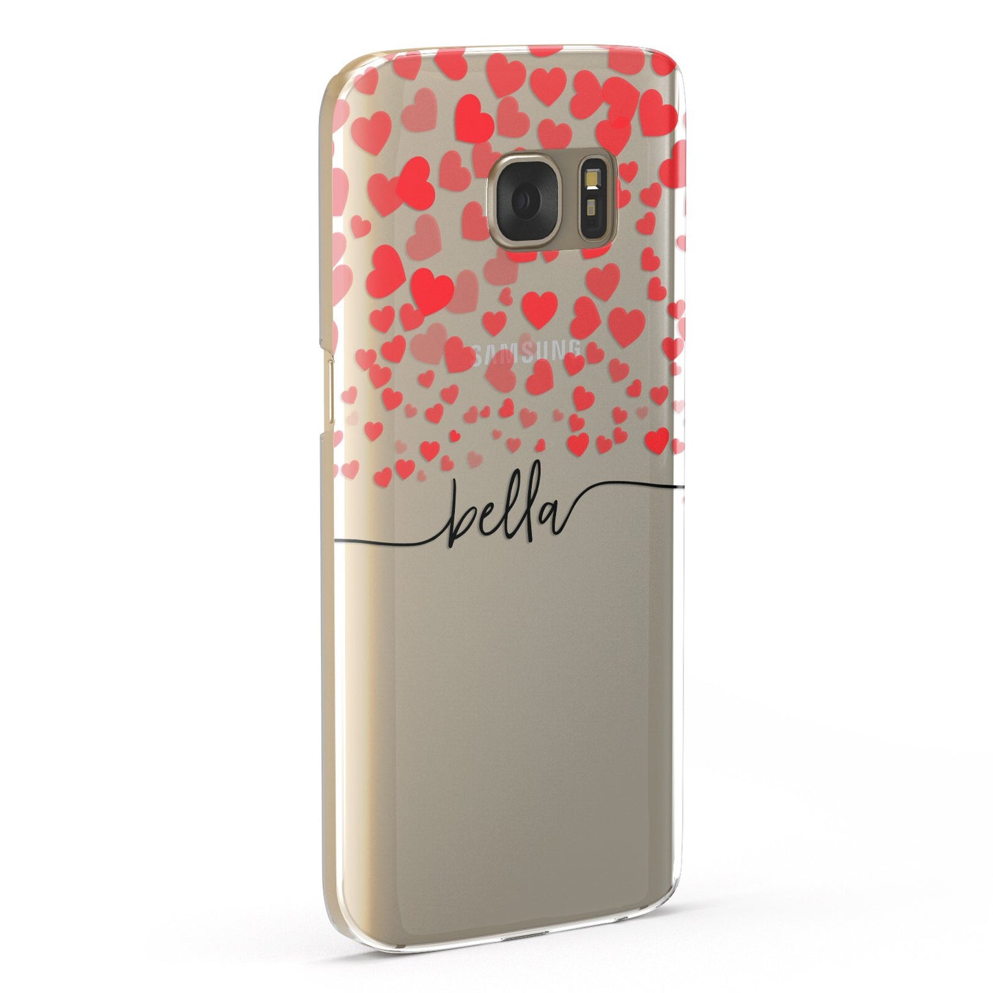 Personalised Hearts Confetti & Black Name Samsung Galaxy Case Fourty Five Degrees