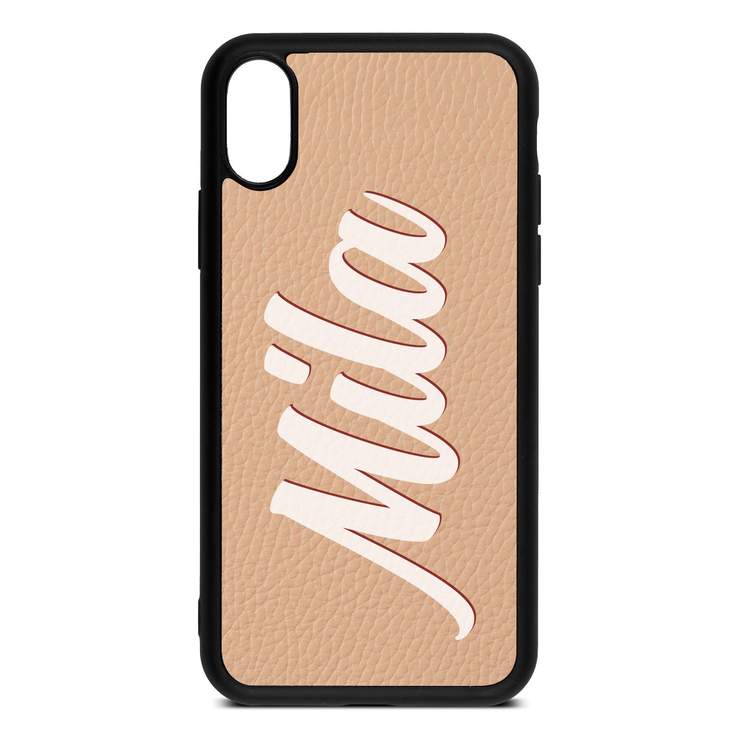 iPhone Xs Nude Pebble Leather Case