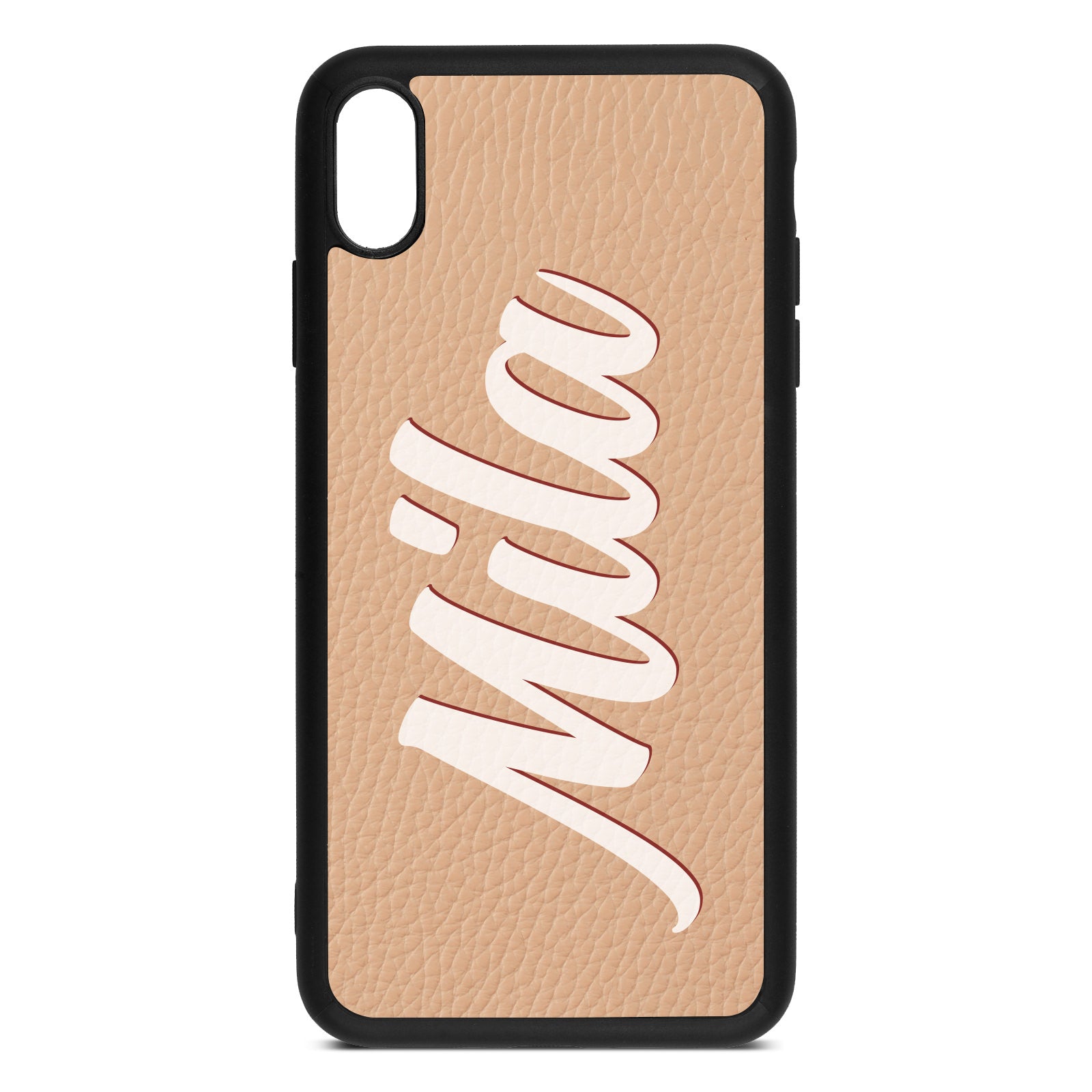 iPhone Xs Max Nude Pebble Leather Case