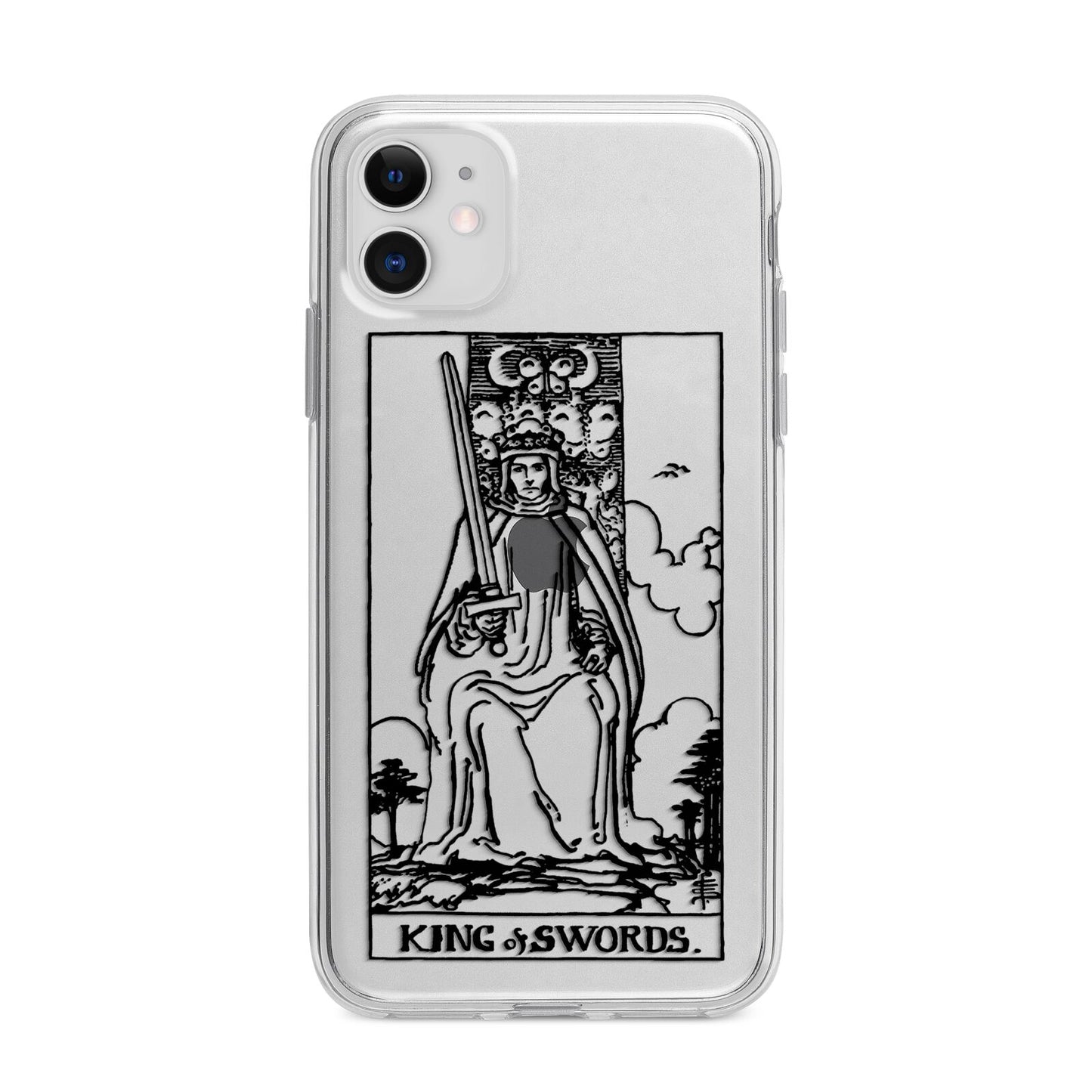 King of Swords Monochrome Apple iPhone 11 in White with Bumper Case