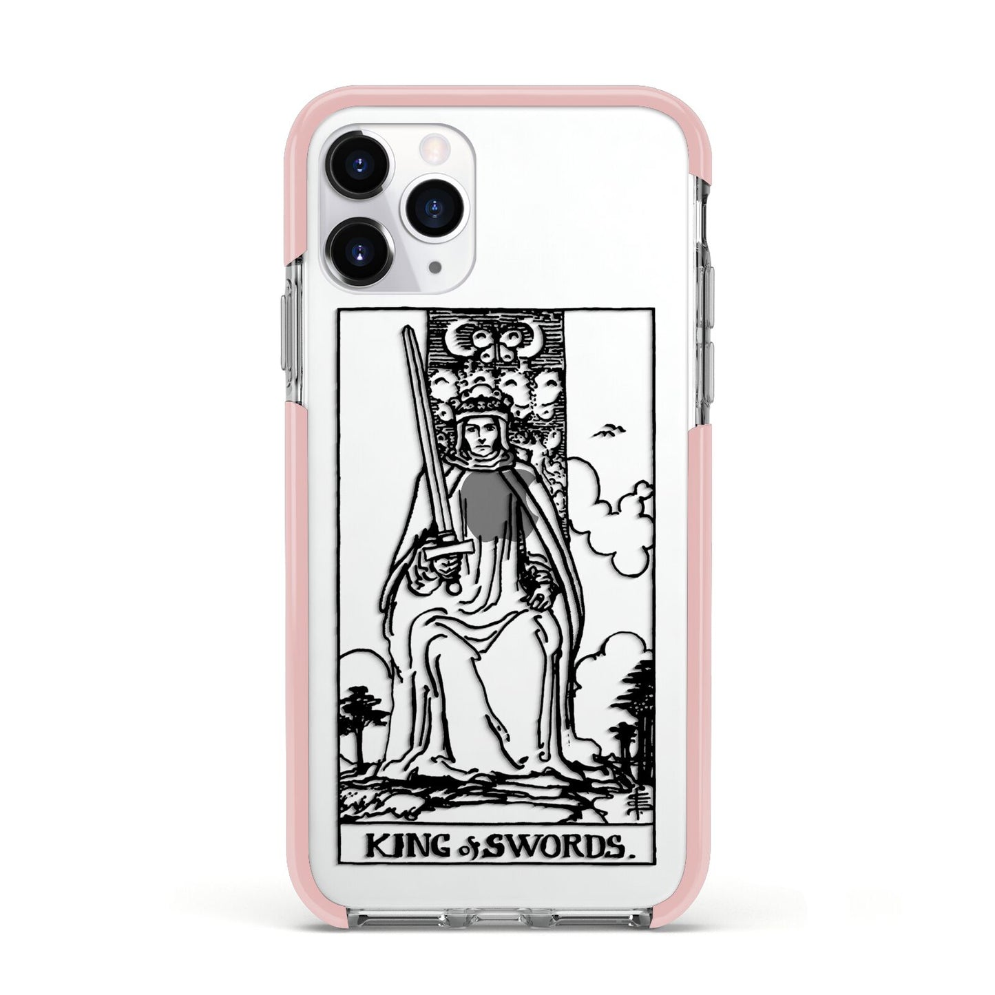 King of Swords Monochrome Apple iPhone 11 Pro in Silver with Pink Impact Case