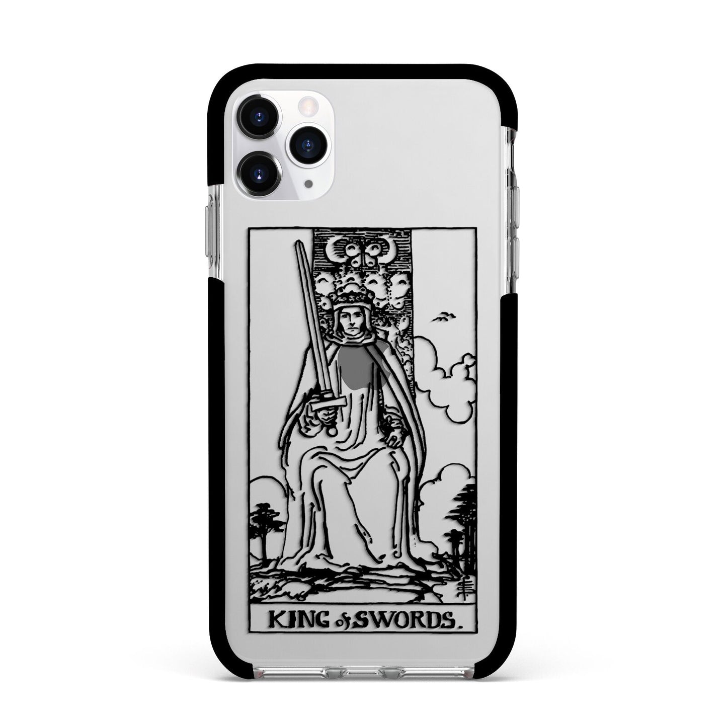 King of Swords Monochrome Apple iPhone 11 Pro Max in Silver with Black Impact Case