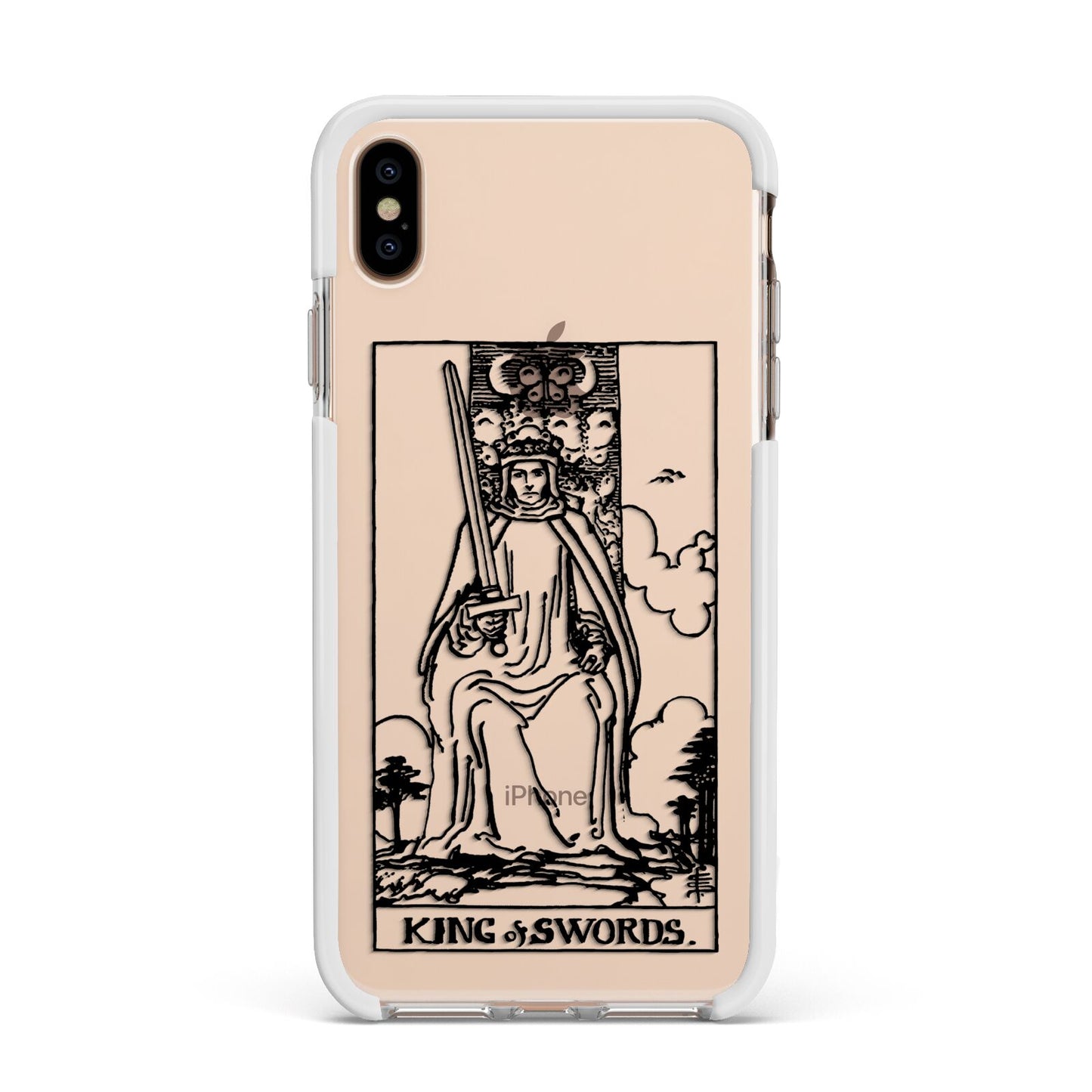 King of Swords Monochrome Apple iPhone Xs Max Impact Case White Edge on Gold Phone