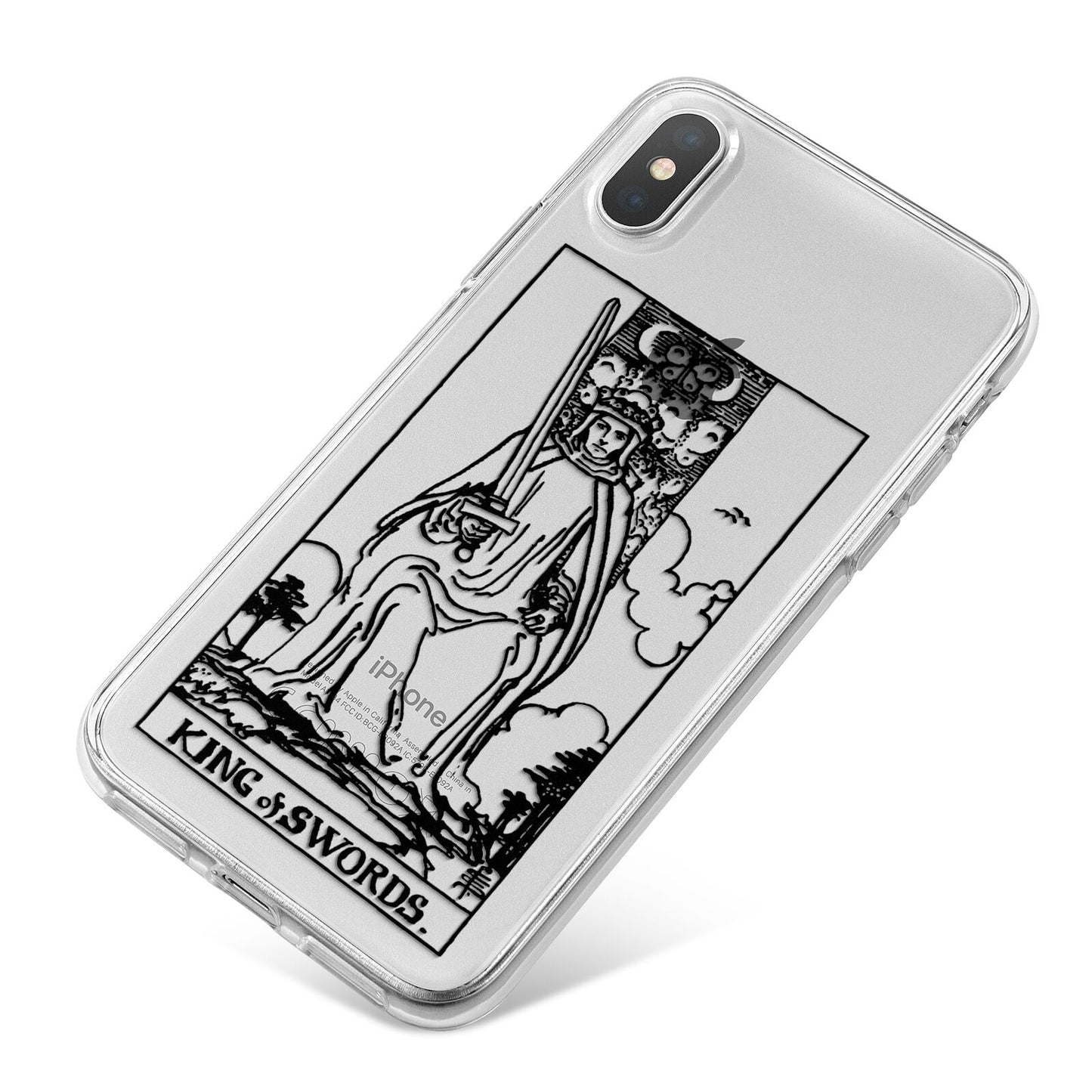 King of Swords Monochrome iPhone X Bumper Case on Silver iPhone