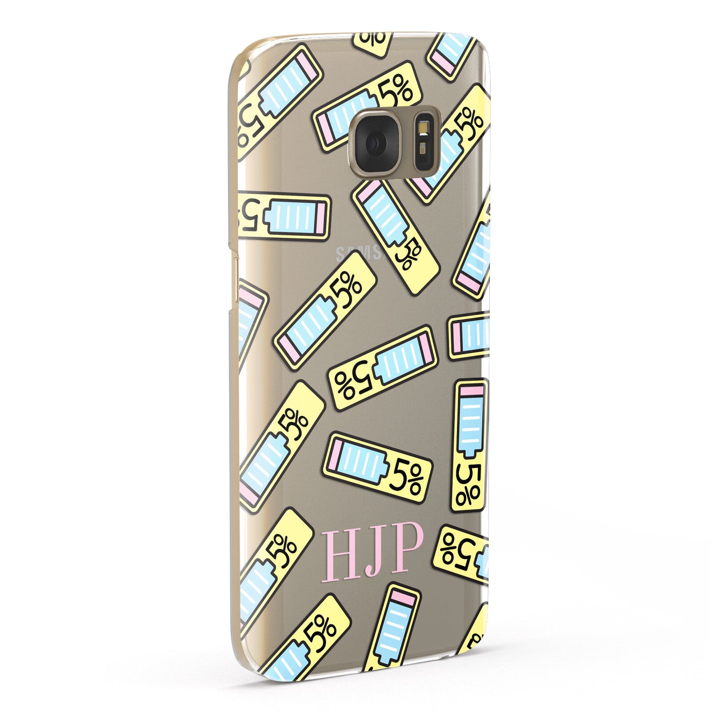 Personalised Low Battery Clear Initials Samsung Galaxy Case Fourty Five Degrees