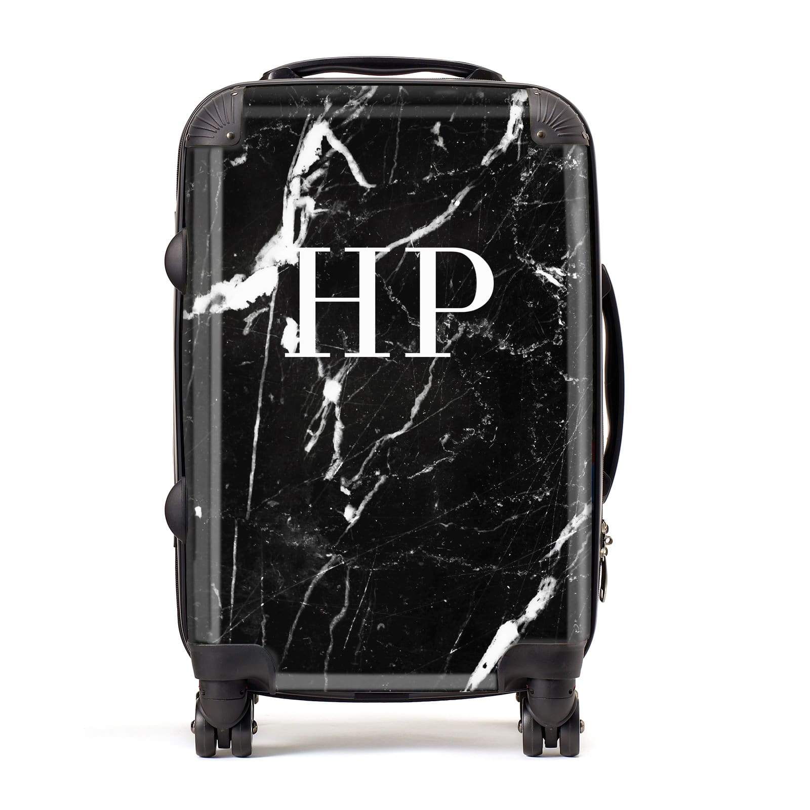 Marble White Initials Monogram Personalised Suitcase| Dyefor