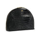 Personalised Black Croc Leather Half Moon Clutch side image