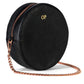Personalised Black Saffiano Leather Round Crossbody Bag Side Image