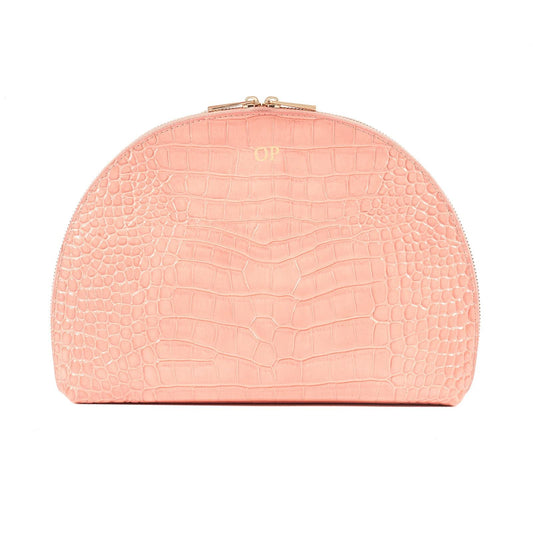 Personalised Pink Croc Leather Half Moon Clutch