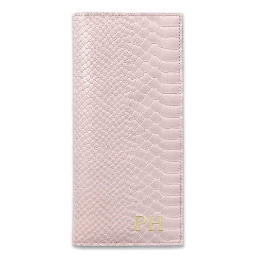 Personalised Pink Python Leather Travel Wallet