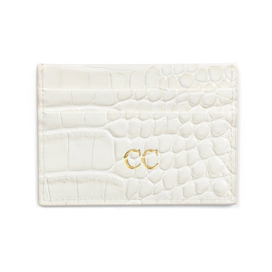 Personalised White Croc Leather Card Holder