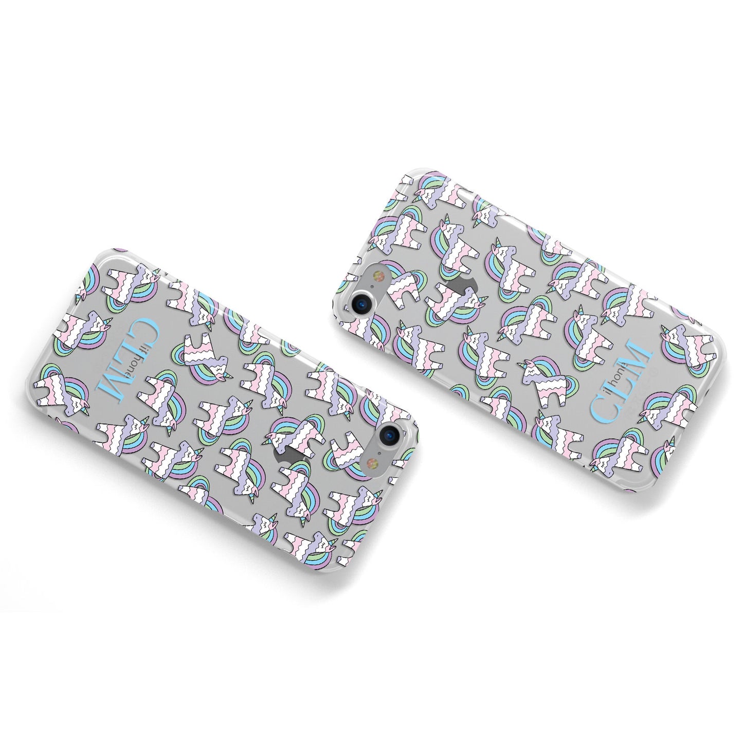 Pinata Unicorn Personalised Initials Apple iPhone Case Flat Overview