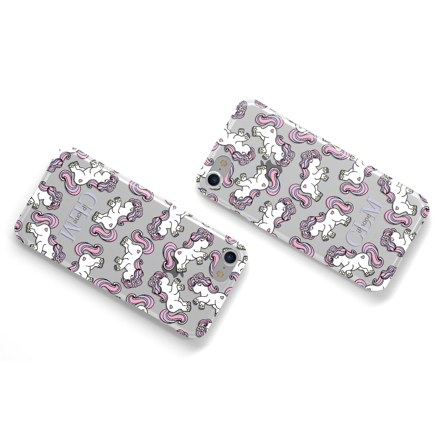 Pretty Unicorn Personalised Apple iPhone Case Flat Overview