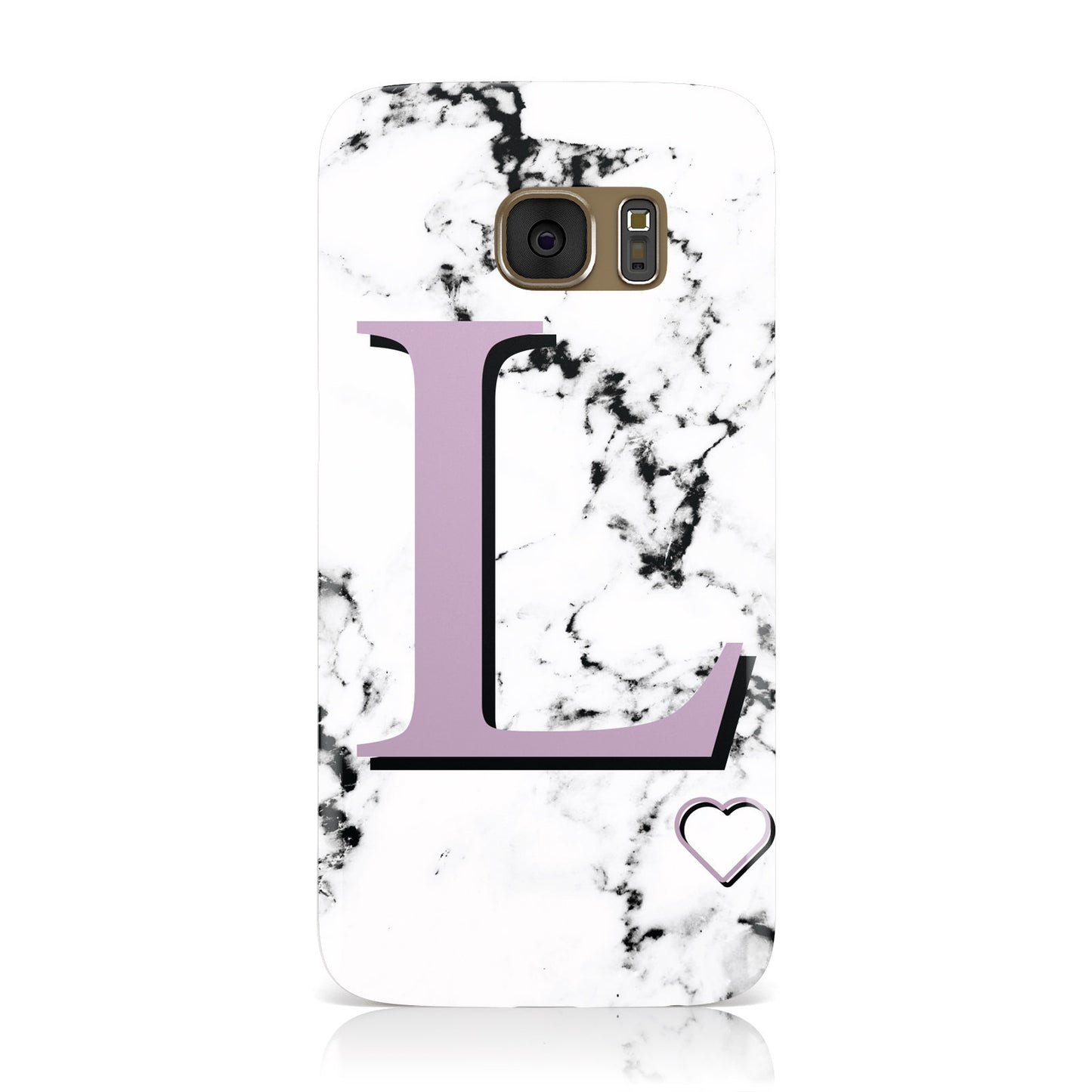 Personalised Purple Monogram Marble Heart Samsung Galaxy Case