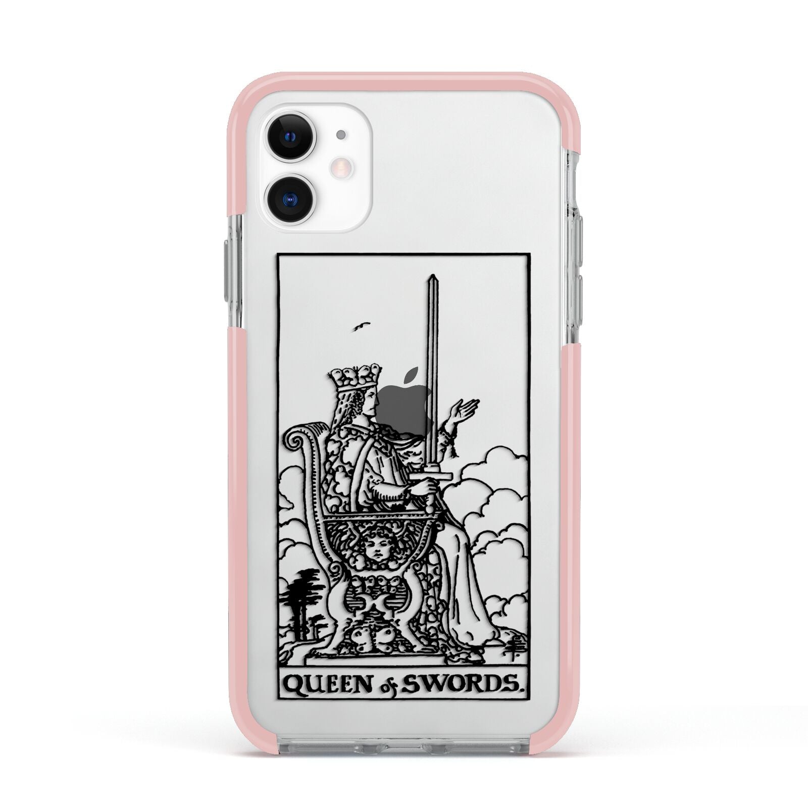 Queen of Swords Monochrome Apple iPhone 11 in White with Pink Impact Case