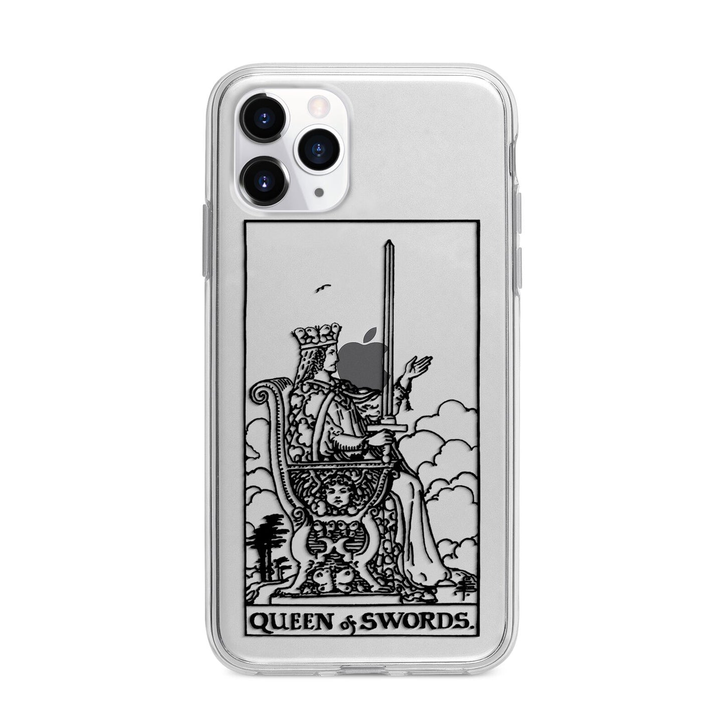 Queen of Swords Monochrome Apple iPhone 11 Pro in Silver with Bumper Case