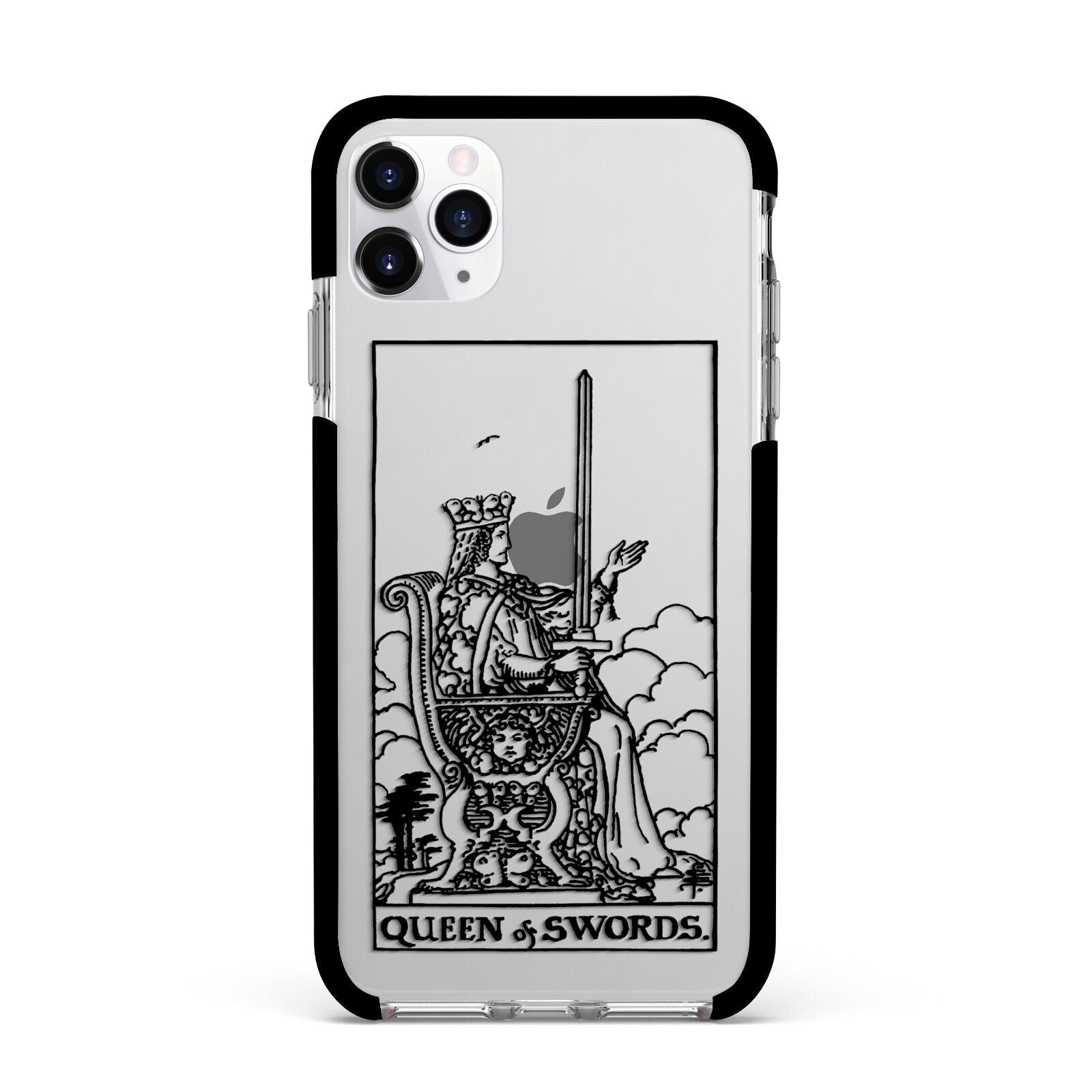 Queen of Swords Monochrome Apple iPhone 11 Pro Max in Silver with Black Impact Case