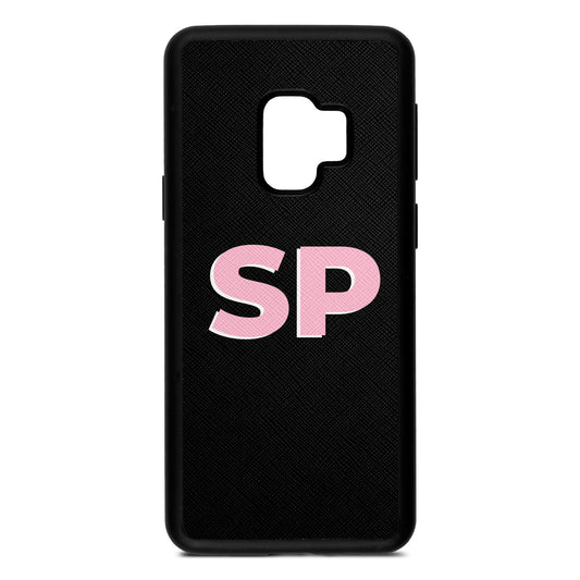 Personalised Black Saffiano Leather Samsung S9 Case