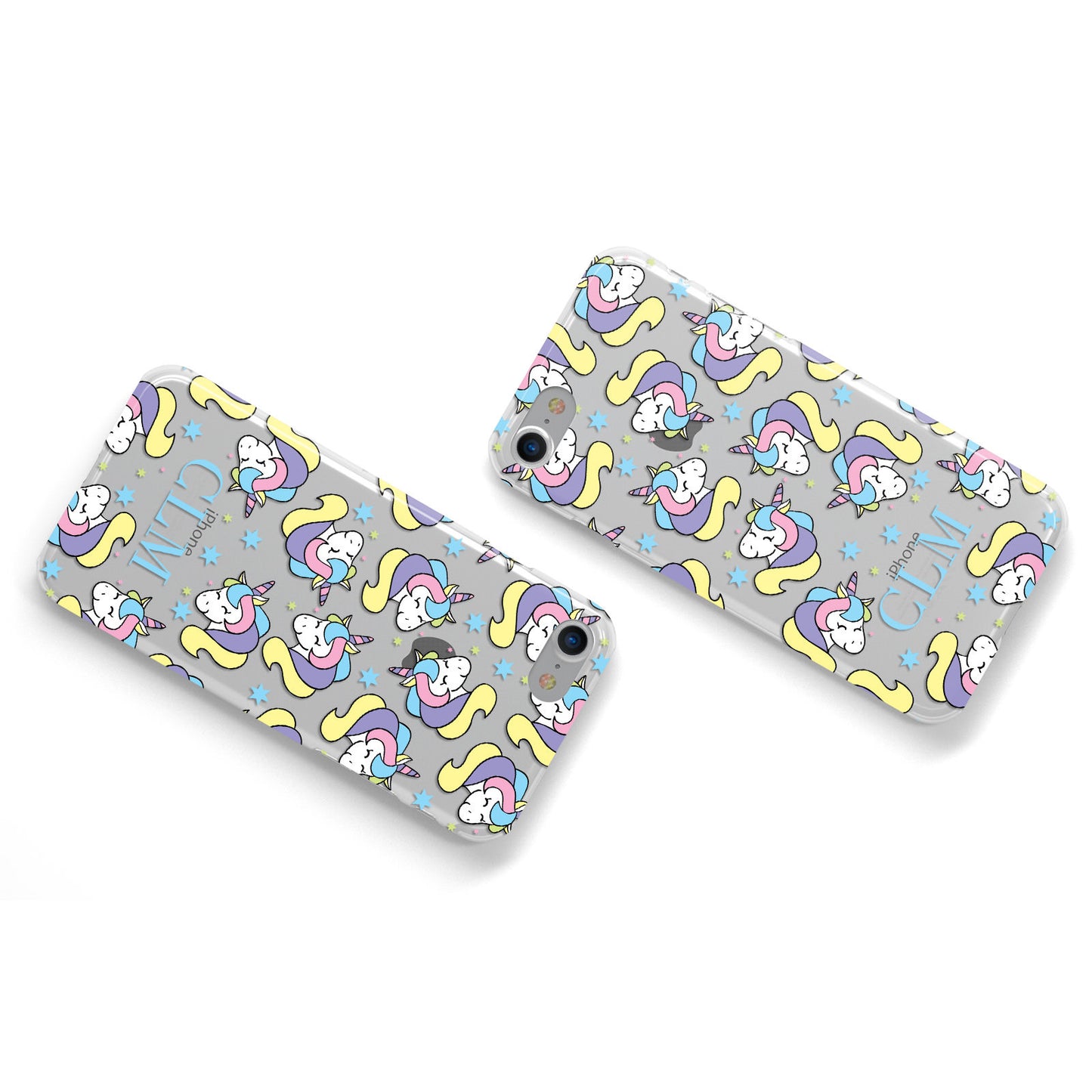 Sleepy Unicorn Personalised Apple iPhone Case Flat Overview