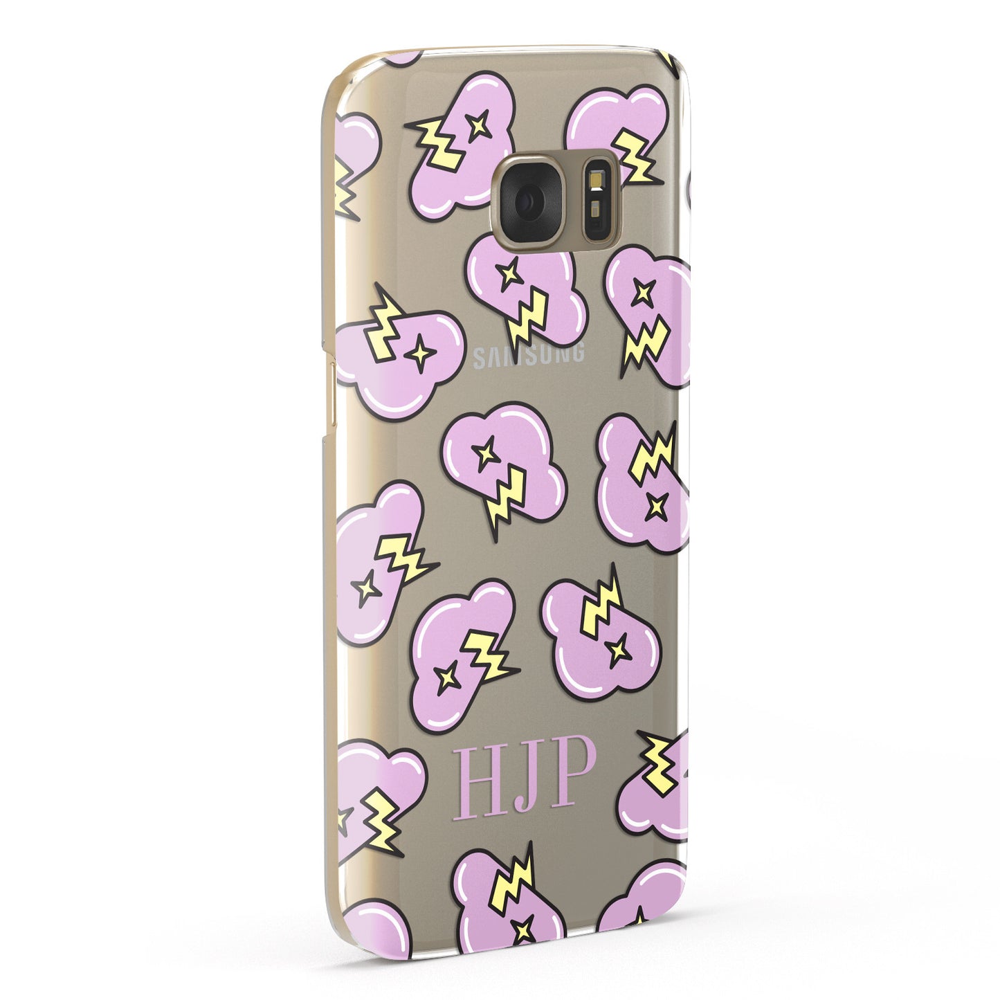 Personalised Thunder Clouds Initials Clear Samsung Galaxy Case Fourty Five Degrees