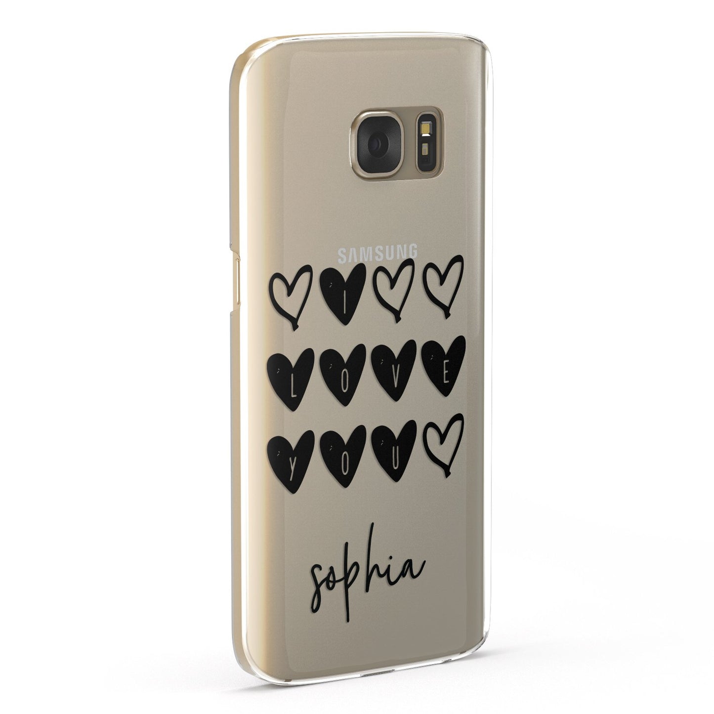 Personalised Valentine Hearts & Name Black Samsung Galaxy Case Fourty Five Degrees