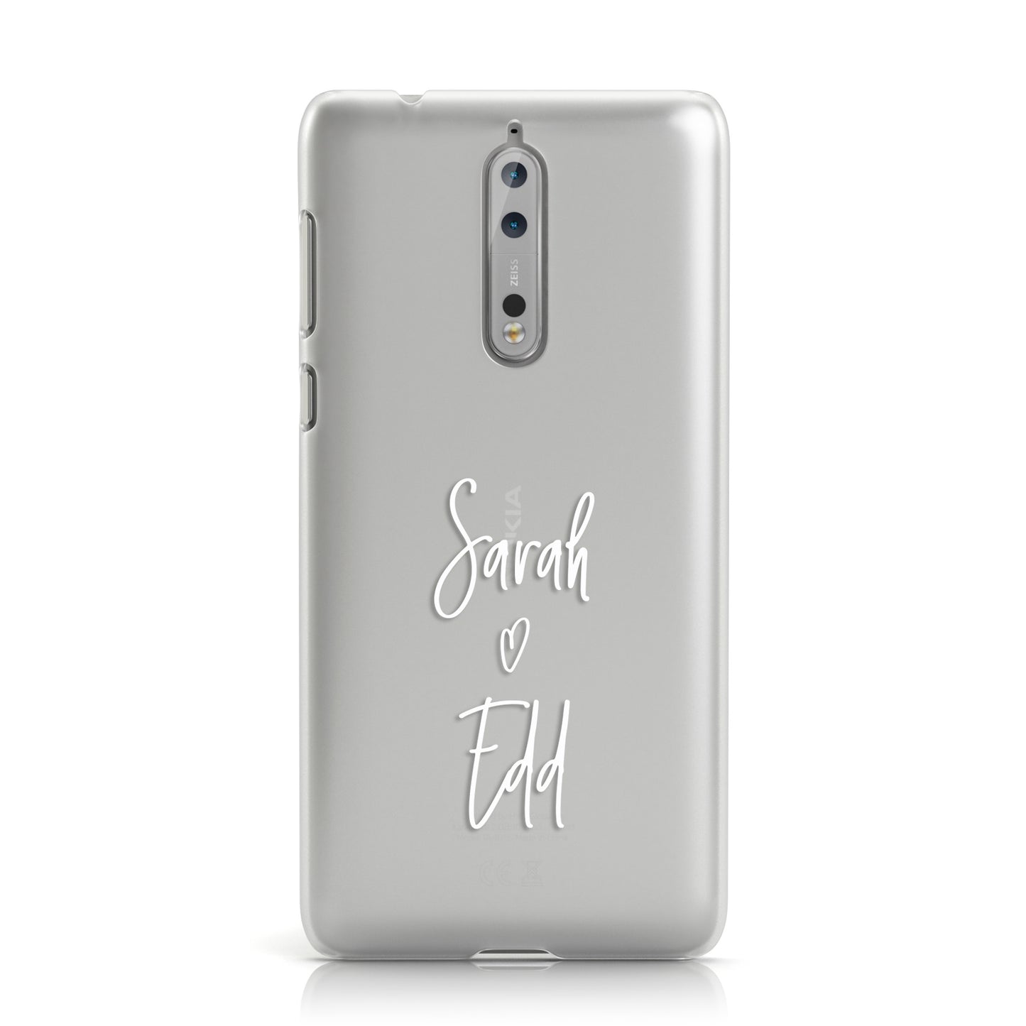 Personalised Valentines Couple White Names Transparent Nokia Case
