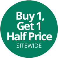 Buy 1 Get 1 Half Price Sitewide. Add any 2 to Checkout to qualify.