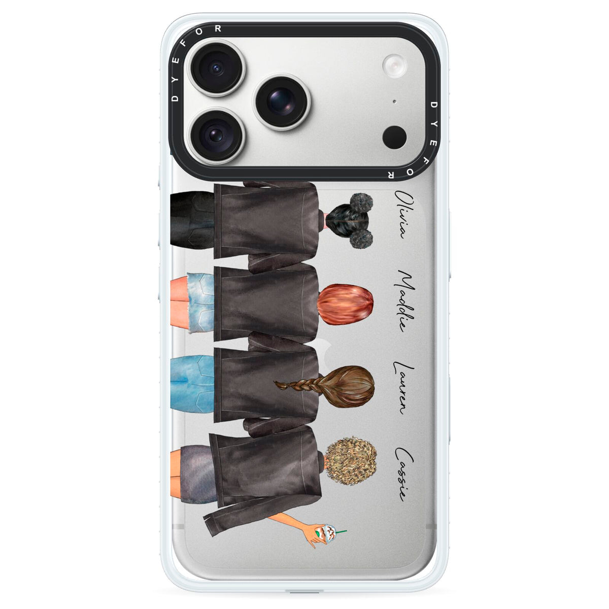 5 Best Friends with Names iPhone 18 Pro Black Impact Pre order Case on Silver phone