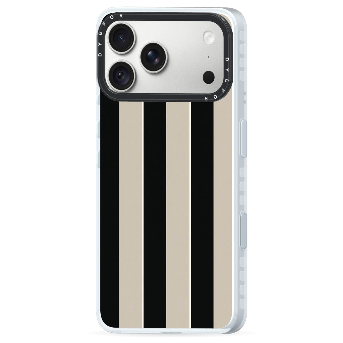 Studio Stripe iPhone 18 Pro Max Black Impact Pre order Case Side Angle on Silver phone