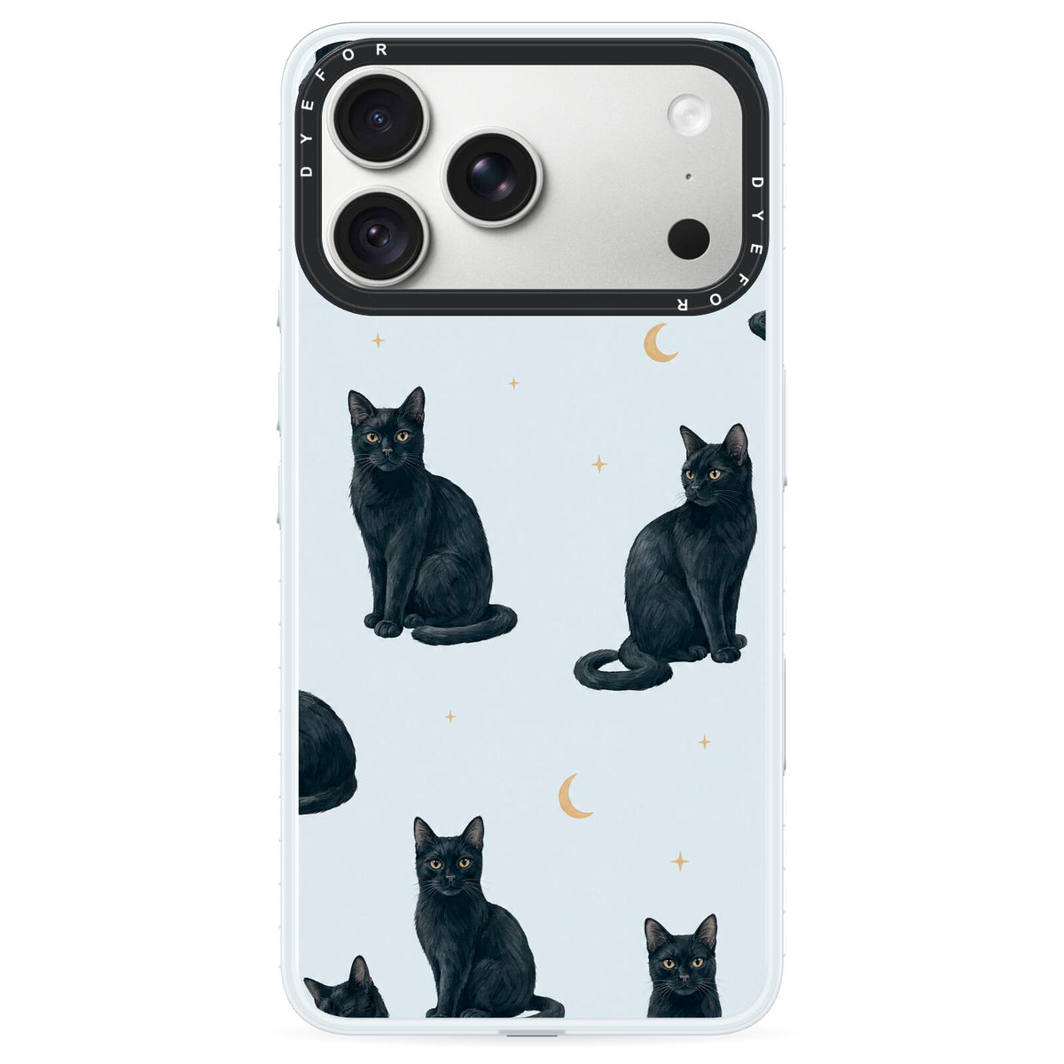 Moonlit Mews iPhone 18 Pro Max Black Impact Pre order Case on Silver phone