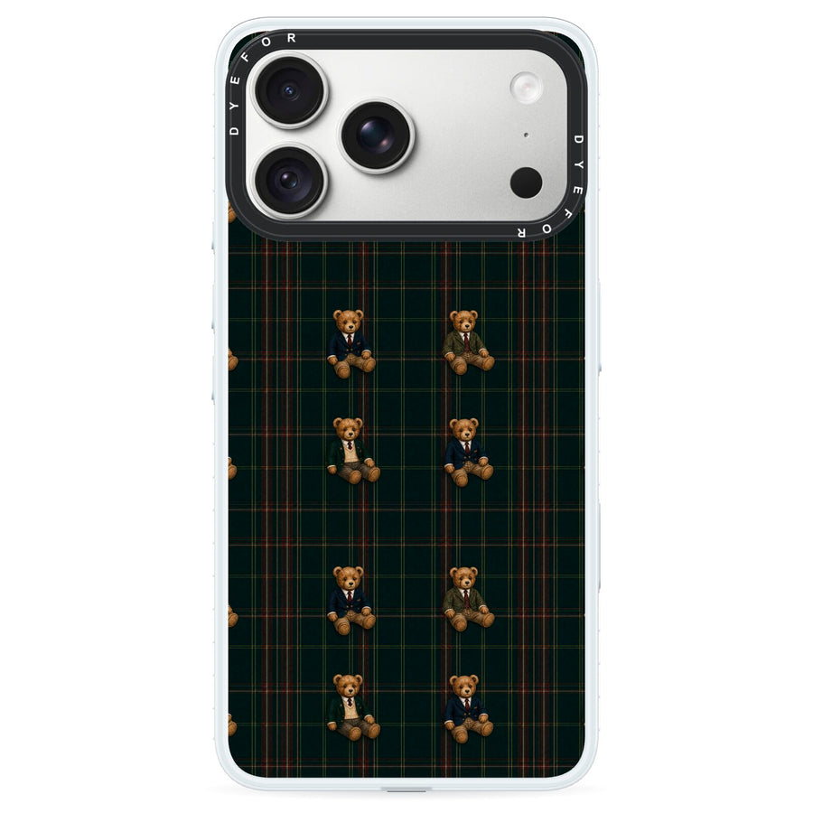 Teddy Traditions iPhone 18 Pro Max Black Impact Pre order Case on Silver phone
