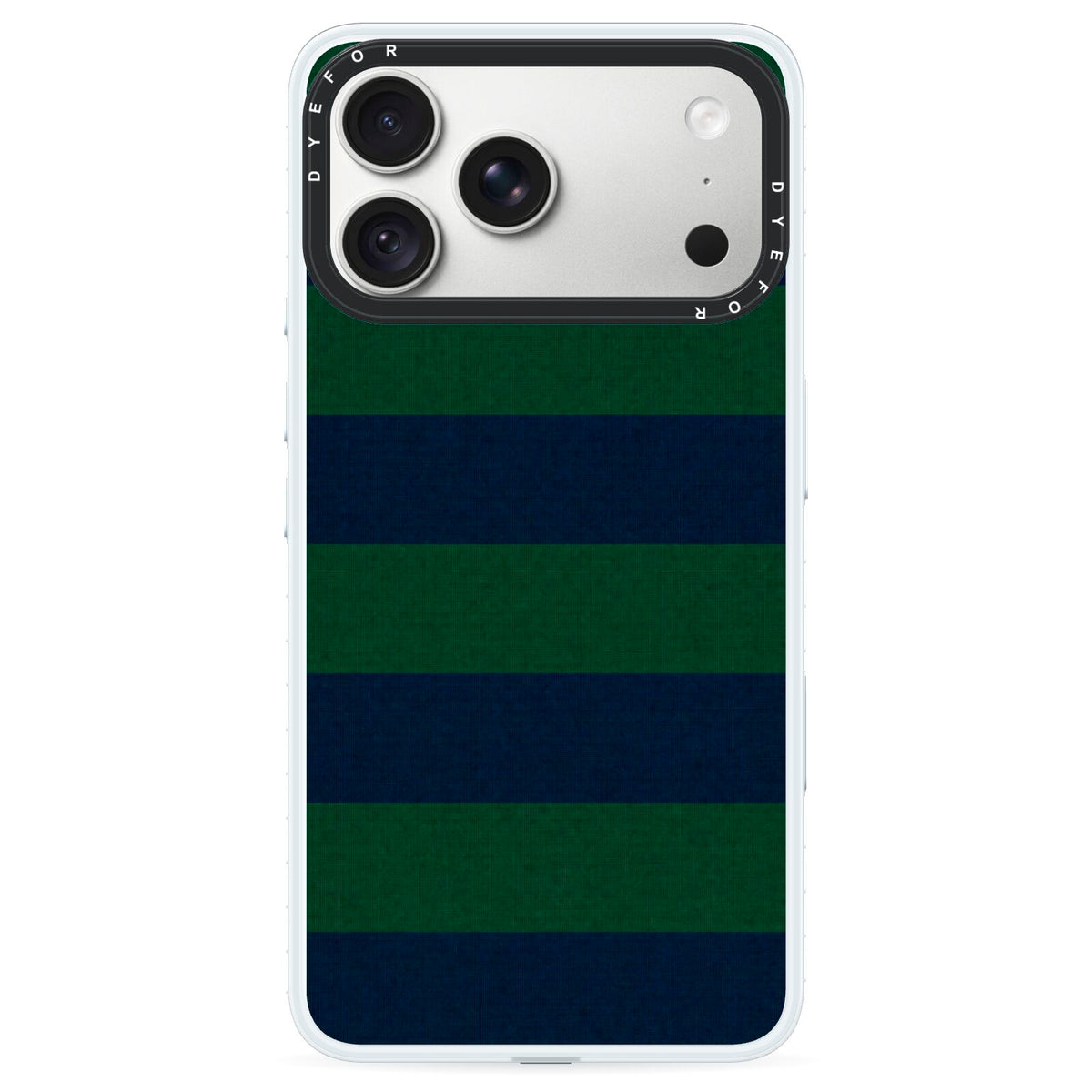 Varsity Rugby Stripe iPhone 18 Pro Max Black Impact Pre order Case on Silver phone