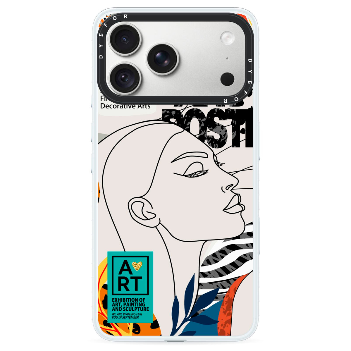 Abstract Art Poster iPhone 18 Pro Black Impact Pre order Case on Silver phone