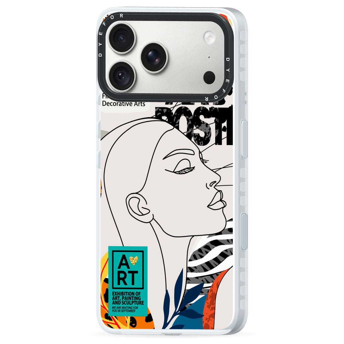 Abstract Art Poster iPhone 18 Pro Max Black Impact Pre order Case Side Angle on Silver phone