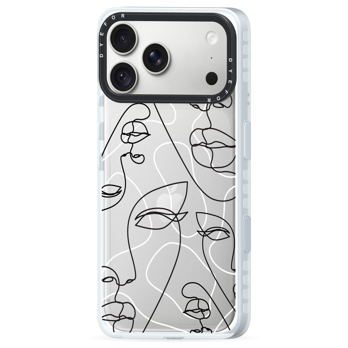 Abstract Face iPhone 18 Pro Max Black Impact Pre order Case Side Angle on Silver phone