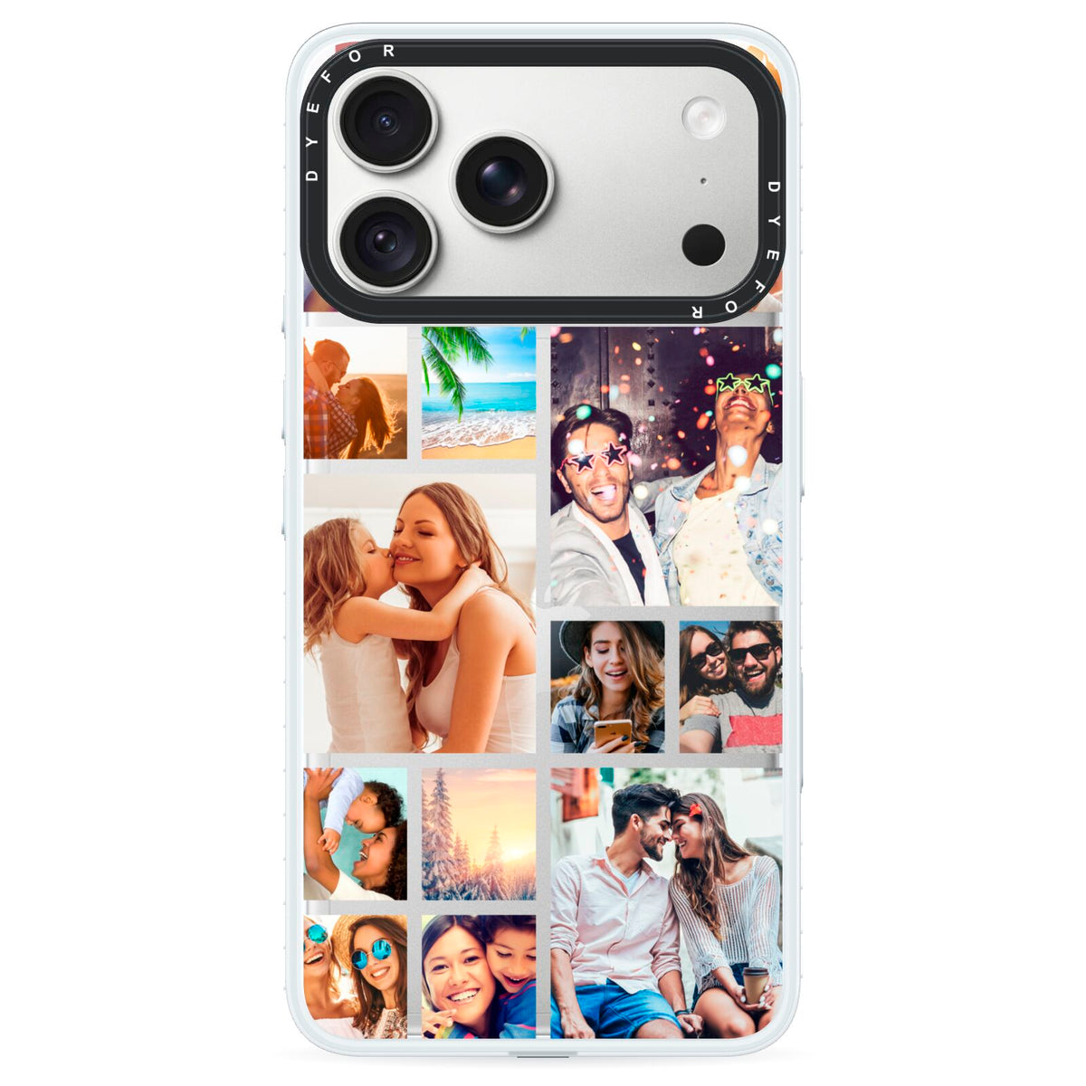 Abstract Multi Tile Photo Montage Upload iPhone 18 Pro Black Impact Pre order Case on Silver phone