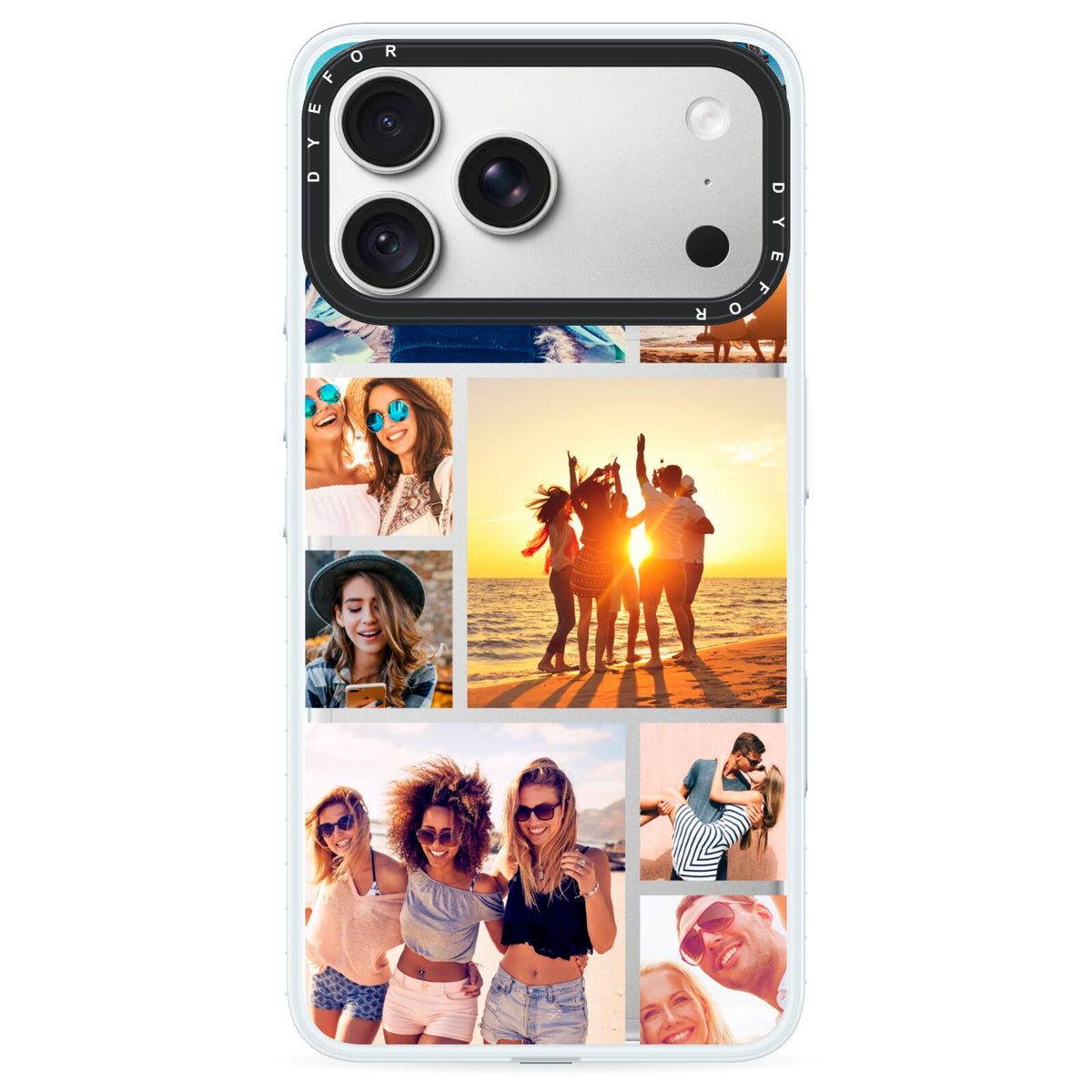 Abstract Photo Collage Upload iPhone 18 Pro Black Impact Pre order Case on Silver phone