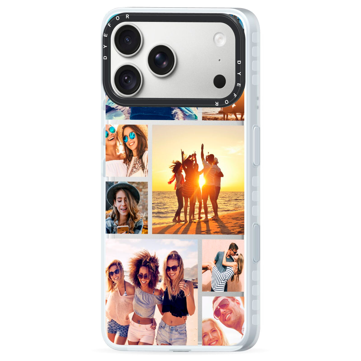 Abstract Photo Collage Upload iPhone 18 Pro Max Black Impact Pre order Case Side Angle on Silver phone