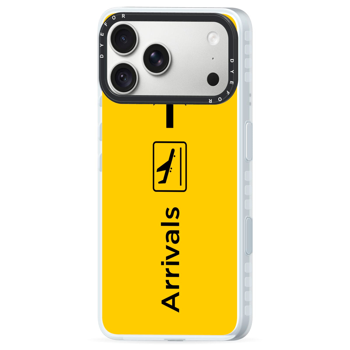Airport Arrivals iPhone 18 Pro Black Impact Pre order Case Side Angle on Silver phone
