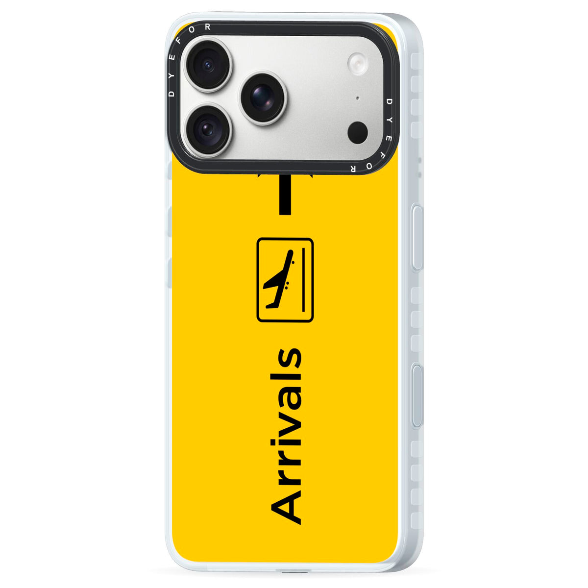 Airport Arrivals iPhone 18 Pro Max Black Impact Pre order Case Side Angle on Silver phone
