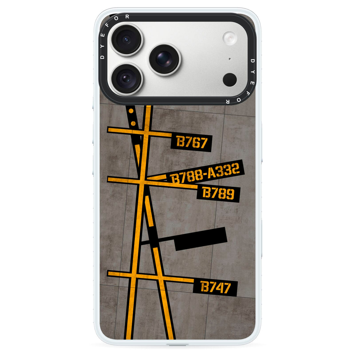 Airport Parking Markings iPhone 18 Pro Max Black Impact Pre order Case on Silver phone