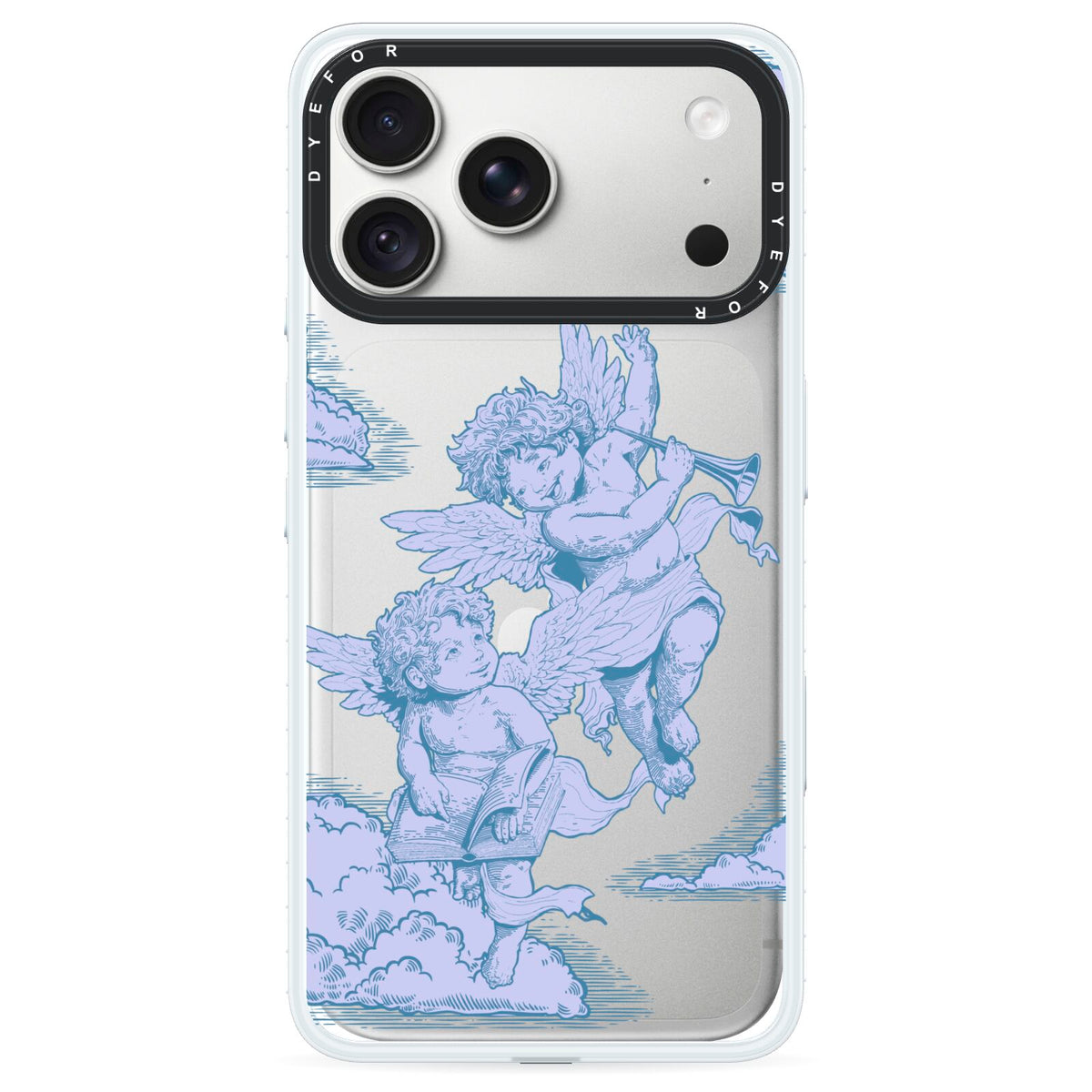 Angel Cloud Blue iPhone 18 Pro Max Black Impact Pre order Case on Silver phone